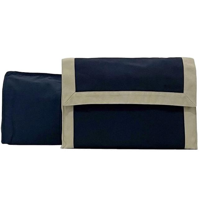 エルメス クラッチバッグ タピドセル ec-23320 ネイビー ベージュ 美品 コットンキャンバス 中古 HERMES ハンドバッグ 紺 トラベル フラップ 旅行 小物入れ ポーチ メンズ レディース トラベルバッグ バッグインバッグ ブランド ヴィンテージ 本物 鑑定済み