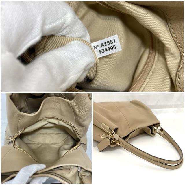 コーチ トートバッグ ec-23330 ベージュ F34495 美品 レザー COACH