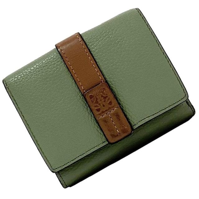 ロエベ 三つ折り 財布 ec-23393 グリーン アナグラム コンパクト