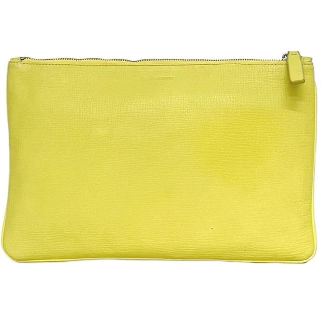 ジルサンダー クラッチバッグ ec-23402 イエロー 美品 レザー 中古 JILSANDER シンプル セカンドバッグ ファスナー 定番 人気 女性 レディース クラッチ バッグ 黄色 革 お洒落 カジュアル 薄い 薄型 コンパクト 小さい ミニ エレガント ブランド 本物 鑑定済み