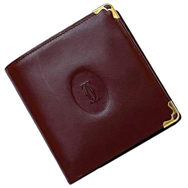 Cartier,財布,ボルドー,レザー,中古 カルティエ CARTIER 二つ折り財布