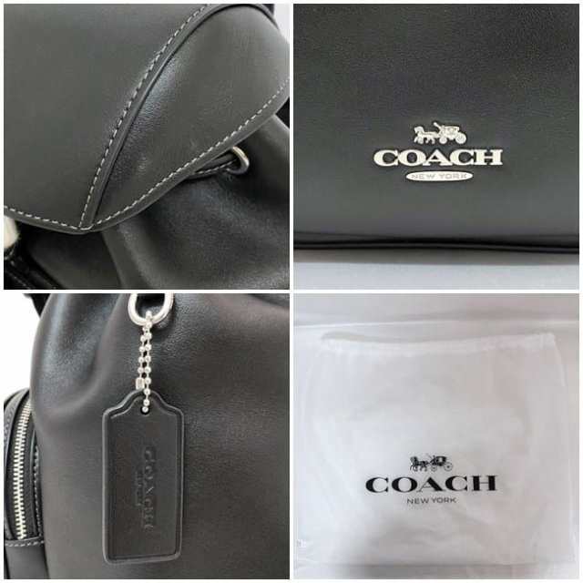 コーチ ミニ リュック f-21441 ブラック CR100 未使用 美品 ミニリュック レザー Sランク COACH チャーム付 フラップ ロゴ 巾着 シンプル