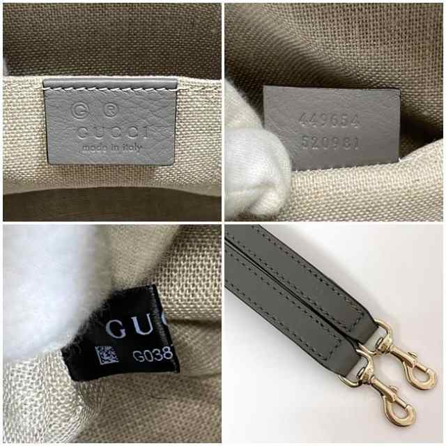 グッチ ２way バッグ f-21470 グレー マイクロシマ 449654 美品 ハンドバッグ ショルダーバッグ レザー 中古 GUCCI GG ファスナー ミニバ