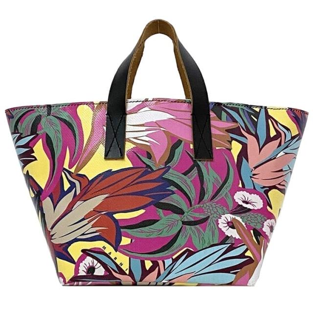 マルニ ハンドバッグ f-22449 マルチカラー マルニマーケット 美品 PVC レザー 中古 MARNI 軽い 大容量 花柄 総柄 自立 トートバッグ フラワー プリント ロゴ 定番 人気 レディース お洒落 革 バッグ 鞄 大きい カラフル トート 高級感 ブランド 本物 鑑定済み