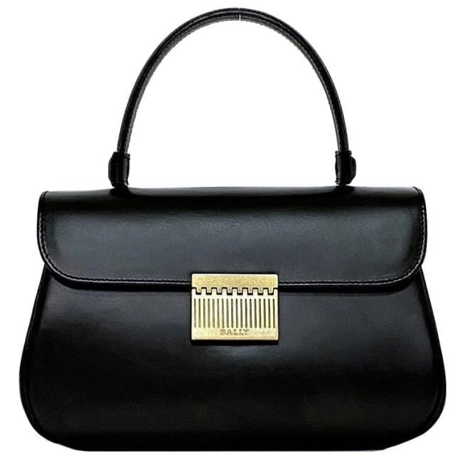 中古 BALLY バリー ハンドバッグ ヴィンテージ レザー ミニ ボストン ターンロック ブラック グリーン レディース 鞄 かばん RYB0702 美品 BALLY バリー ヴィンテージ ブラック 黒 ゴールド金具