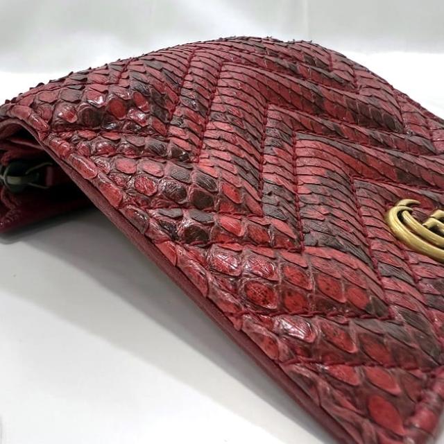 グッチ 二つ折り 財布 f-22475 レッド GGマーモント 466492 美品