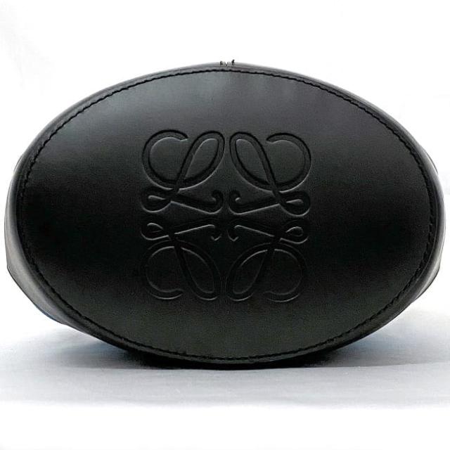 ロエベ ショルダーバッグ f-22495 ライトブルー ブラック バルーン 326.76AC31 巾着 美品 レザー 中古 522003 LOEWE 肩掛け 青 黒 クロスボディ アナグラム バイカラー 巾着バッグ レディース メンズ バイカラー 巾着ショルダー ダイス ブランド 本物 鑑定済み