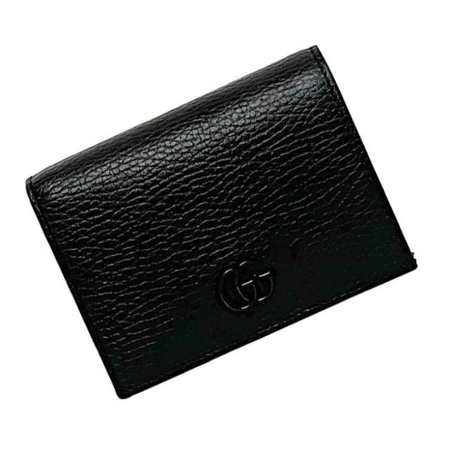 グッチ 二つ折り 財布 f-22676 ブラック GG マーモント 456126 美品
