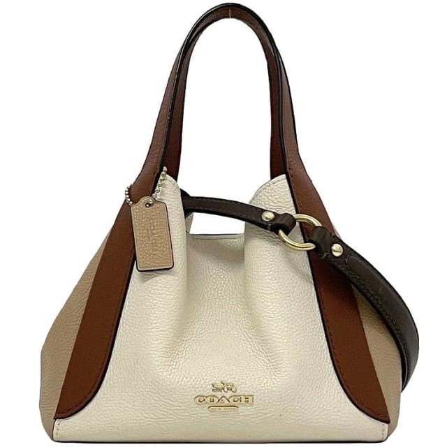 コーチ ２way バッグ ハドリー ホーボー 21 f-22752 ベージュ ホワイト ブラウン 88151 美品 レザー 中古 COACH ハンドバッグ ショルダーバッグ 肩掛け シンプル ロゴ 金具 軽い 白 茶色 レディース ホーボーバッグ 定番 人気 ブランド 本物 鑑定済み