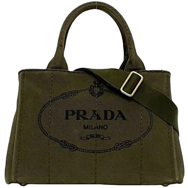 美品✨PRADA カナパ キャンバス トートバッグ カーキ CANAPA プラダ 2way バッグ カナパ トート f-22949 カーキ CANAPA 1BG439 美
