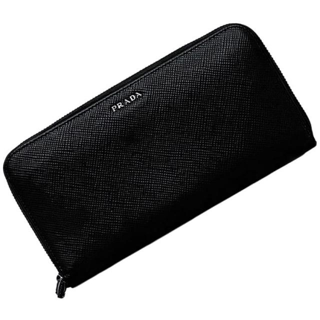 プラダ PRADA 長財布 - レザー 黒 ラウンドファスナー 財布