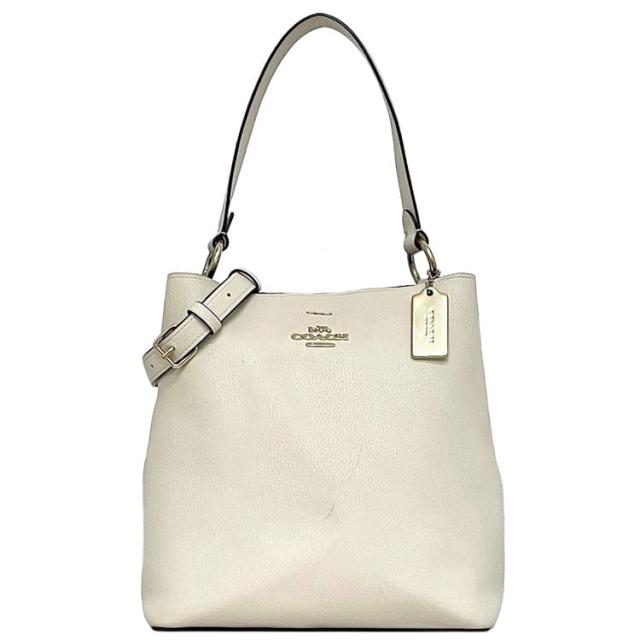 コーチ ２way バッグ f-23331 ホワイト F34495 美品 レザー 中古 COACH クロスボディ バケットバッグ  定番 人気 女性 レディース 白色 白 革 シンプル お洒落 ワンポイント ロゴ 通勤 通学 仕事 学校 ビジネス 鞄 エレガント 高級感 ブランド 本物 鑑定済み