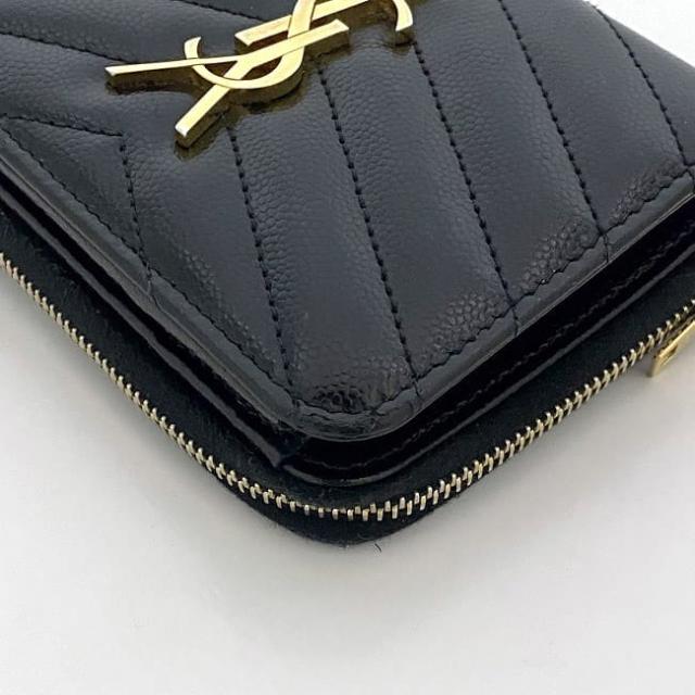 極美品】サンローラン レザー 札入れ 二つ折り財布 黒 ブラック 812