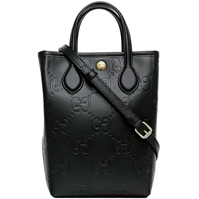 グッチ ２way バッグ スーパー ミニ バッグ f-23526 ブラック 今ライン 790133 未使用 美品 レザー Sランク 0416 GUCCI ショルダーバッグ クロスボディ ハンドバッグ GG シマ ミニバッグ AADLO 黒 メンズ レディース ロゴ 総柄 定番 人気 ブランド 本物 鑑定済