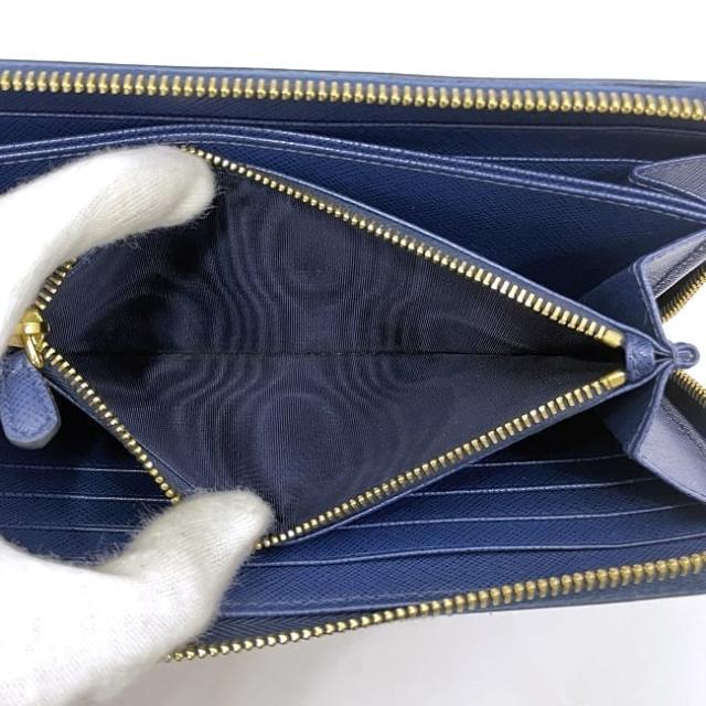 プラダ ラウンドファスナー 長財布 f-23581 ブルー 財布 美品