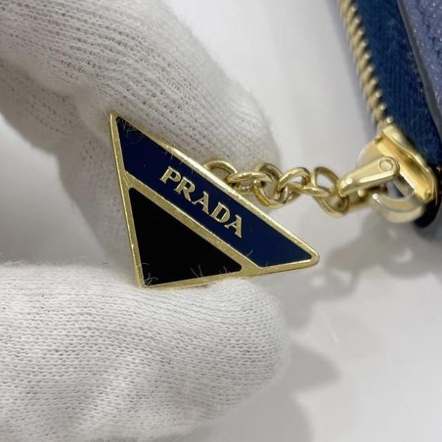 プラダ ラウンドファスナー 長財布 f-23581 ブルー 財布 美品
