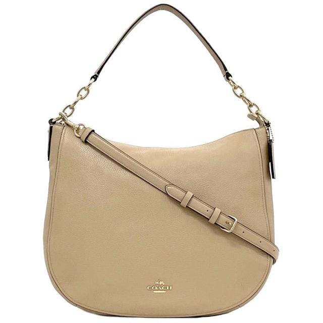 コーチ ２way バッグ ec-23568 ベージュ 58036 美品 レザー 中古 COACH クロスボディ 肩掛け セミショルダー 定番 人気 鞄 革 女性 レディース 通勤 通学 仕事 学校 ビジネス シンプル お洒落 エレガント 無地 ワンポイント 高級感 上品 ブランド 本物 鑑定済み