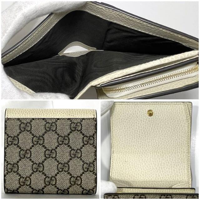 グッチ 二つ折り 財布 ec-23591 ベージュ ホワイト マーモント 598587