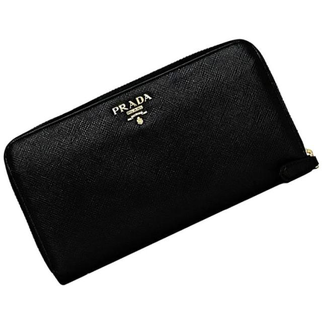 プラダ ラウンドファスナー 長財布 ec-23598 ブラック NERO 2M1411 財布 サフィアーノ レザー 中古 236 PRADA 大容量 ファスナー ロング ウォレット ホック ロゴ 金具 黒 メンズ レディース 定番 人気 カードポケット 18枚 ブランド 本物 鑑定済み