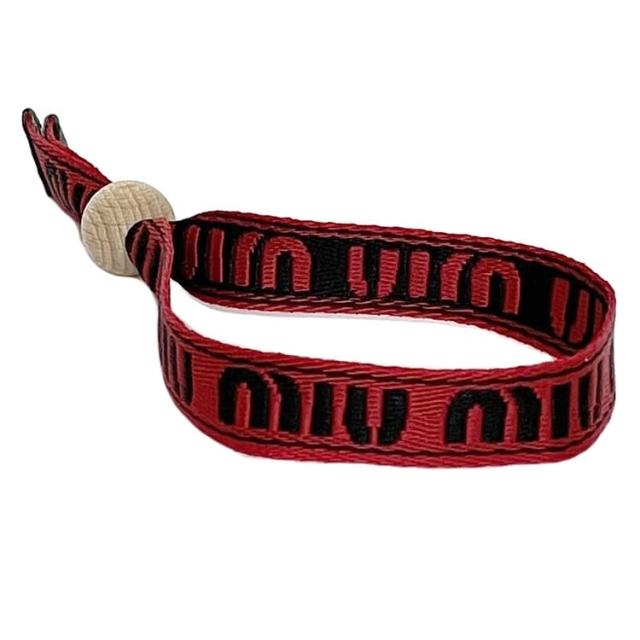 ミュウミュウ ブレスレット ec-23616 レッド ブラック 美品 ミサンガ