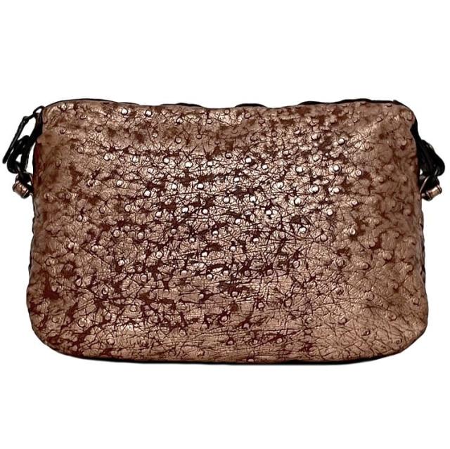 ボッテガヴェネタ ポーチ ec-23625 メタリック ピンク イントレチャート 215733 VK101 7612 美品 レザー オーストリッチ 中古 EPEV 2009 41 A BOTTEGA VENETA ファスナー 小物入れ コスメ ポーチ 化粧ポーチ メンズ レディース 定番 人気 ブランド 本物 鑑定済