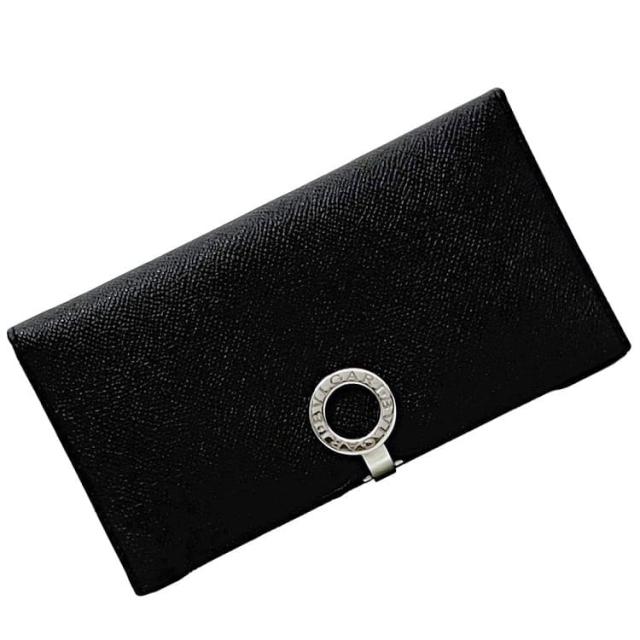 BVLGARI ブルガリ 二つ折り財布 ロゴマニア ブラック レザー BVLGARI ブルガリ ロゴマニア 二つ折り 財布 ブラック レディース