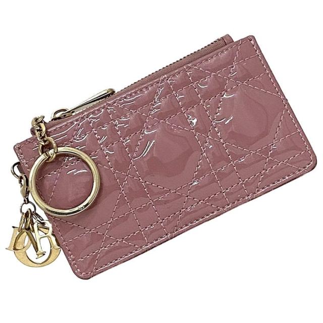 ✨美品✨ディオール カナージュ CDロゴ 三つ折り財布 ピンク レザー ディオール カナージュ レディディオール ロータスウォレット 三つ折り