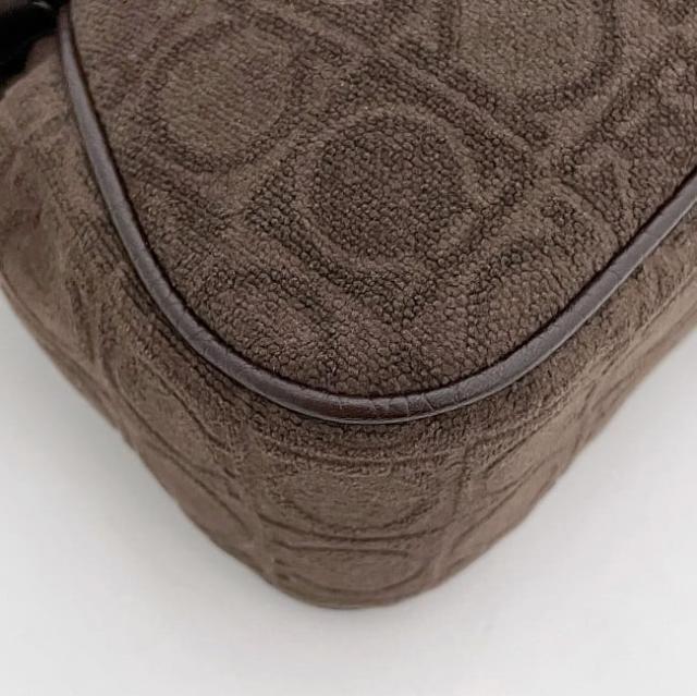 サルヴァトーレ フェラガモ アクセサリーポーチ ec-23704 ブラウン ガンチーニ AU-21/4435 美品 キャンバス レザー 中古 Salvatore Ferragamo ハンドバッグ 茶色 ファスナー ロゴ金具 レディース 女性 定番 人気 ロゴ金具 シルバー金具 ブランド 本物 鑑定済み