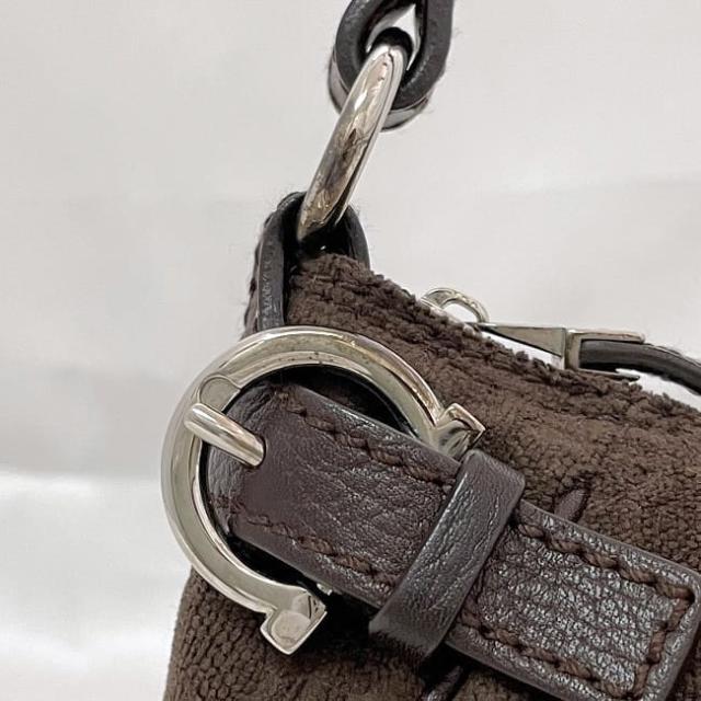 サルヴァトーレ フェラガモ アクセサリーポーチ ec-23704 ブラウン ガンチーニ AU-21/4435 美品 キャンバス レザー 中古 Salvatore Ferragamo ハンドバッグ 茶色 ファスナー ロゴ金具 レディース 女性 定番 人気 ロゴ金具 シルバー金具 ブランド 本物 鑑定済み