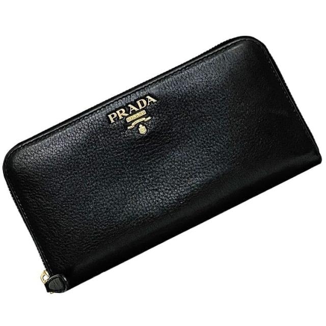 中古 プラダ 長財布ラウンドファスナー レディース ブランド PRADA サフィアーノトライアングル ジップアラウンド長財布 レザー 1ML506 QHH F0002 ブラック 財布 中古 プラダ ラウンドファスナー 長財布 レディース ピオニア レザー