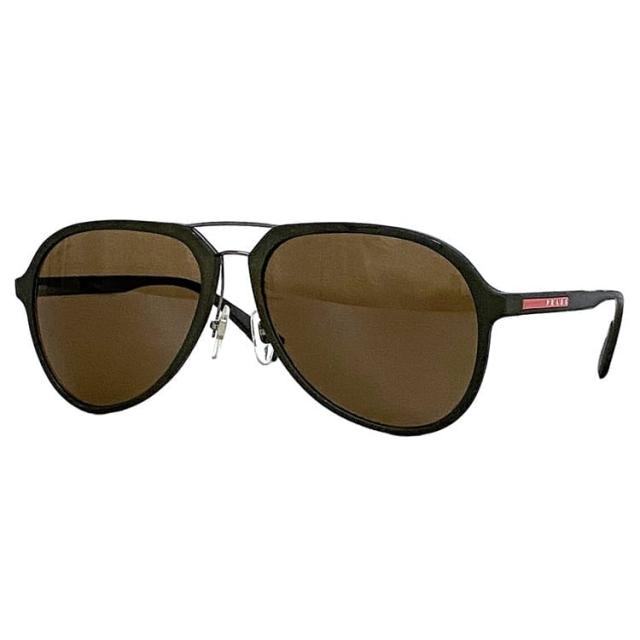 プラダ サングラス ec-23730 ブラウン カーキグリーン スポーツ ティアドロップ プラスチック 中古 PRADA ワンカラー プラダスポーツ アイウエア レディース メンズ 小物 紫外線対策 夏 シンプル お洒落 カジュアル 茶色 茶 高級感 上品 ブランド 本物 鑑定済み