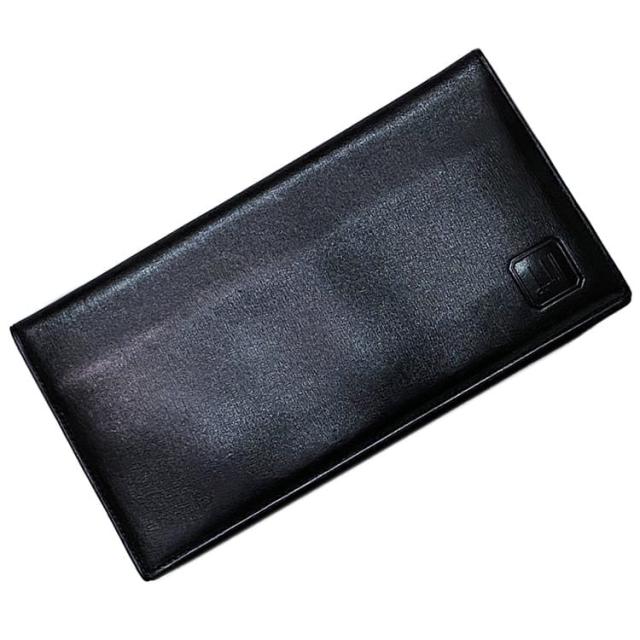 ダンヒル 二つ折り 財布 ec-23786 ブラック 札入 美品 レザー 中古 dunhill 札入 ヴィンテージ 定番 人気 男性 メンズ 小物 お洒落 黒色 黒 革 ロング ウォレット シンプル 無地 エレガント レトロ ワンポイント ロゴ 薄い 高級感 上品 ブランド 本物 鑑定済み