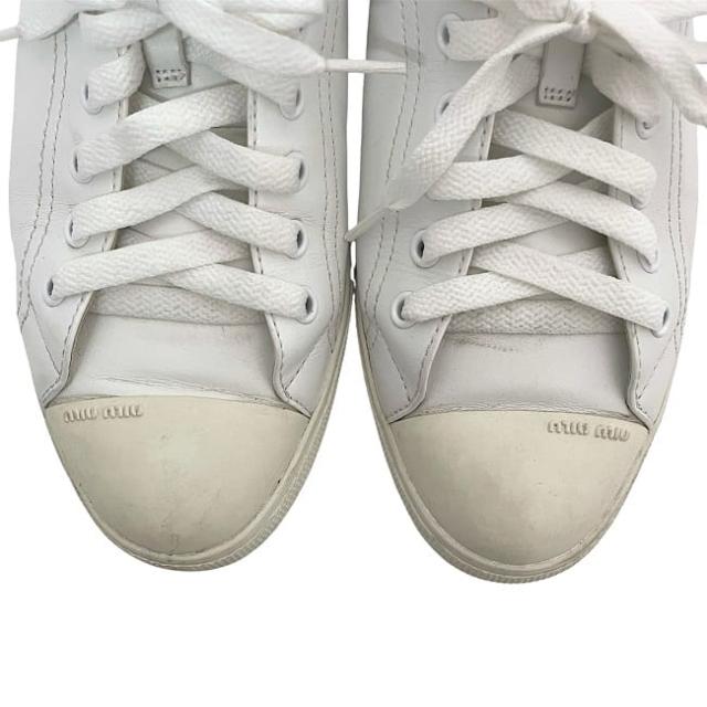 ミュウミュウ スニーカー ec-23805 ホワイト シルバー 5E927B 美品 24.5cm レザー スパンコール 中古 miu miu レディース 白 靴 シューズ ラメ ローカット 女性 37.5 サイズ カジュアル 普段使い おしゃれスニーカー シンプル アパレル ブランド 本物 鑑定済み