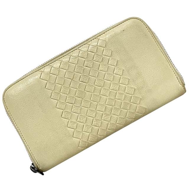 ボッテガヴェネタ ラウンドファスナー 長財布 ec-23853 クリーム イントレチャート 財布 レザー 中古 Ｂ01505169M BOTTEGA VENETA 編み込み 白 ファスナー メンズ レディース 定番 人気 男女兼用 ロング ウォレット 革財布 シンプル ブランド 本物 鑑定済み