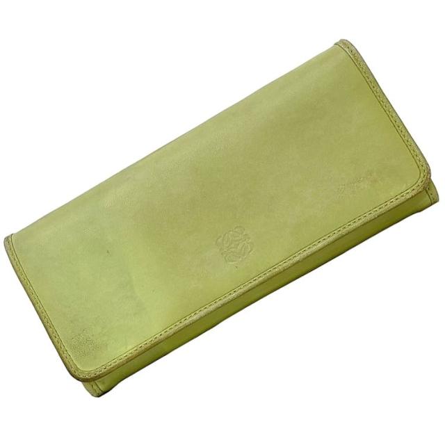 ロエベ 二つ折り 長財布 ec-23859 ライトグリーン アマソナ 113.12.F11 財布 レザー 中古 101301 LOEWE アナグラム フラップ 定番 人気 女性 レディース 小物 箱付き 箱 緑色 緑 革 お洒落 シンプル ロング ウォレット ロゴ 高級感 上品 ブランド 本物 鑑定済み