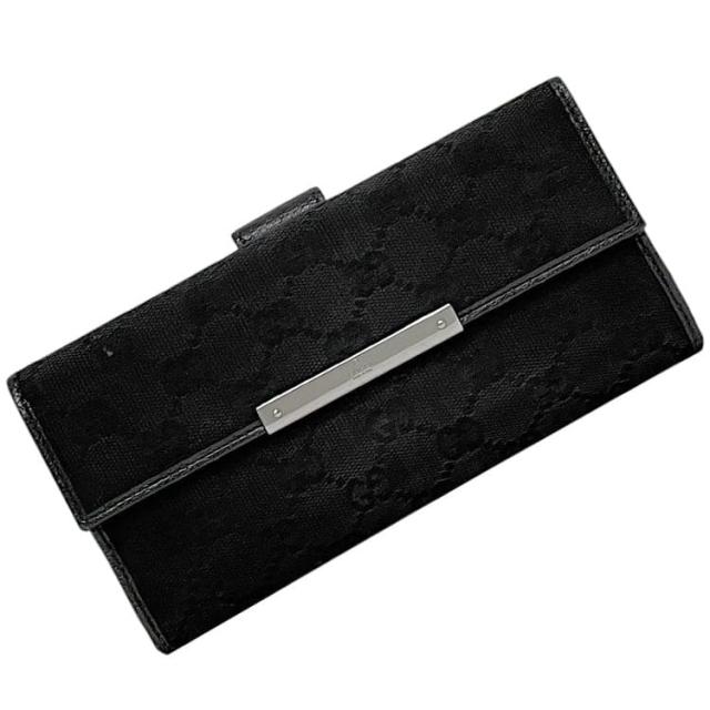 男性人気！GUCCI グッチ 長財布 黒 キャンバスレザー GUCCI グッチ 長