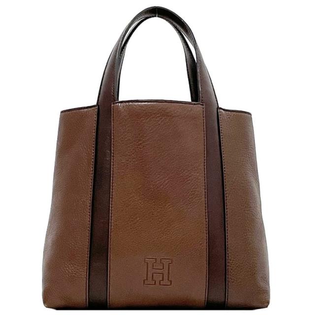 ヒロフ トートバッグ ec-23903 ブラウン 美品 レザー 中古 HIROFU 自立 ハンドバッグ Hロゴ 定番 人気 女性 レディース 鞄 トート バッグ お洒落 シンプル 茶色 革 通勤 通学 仕事 学校 ビジネス エレガント ロゴ ワンポイント 高級感　ブランド 本物 鑑定済み
