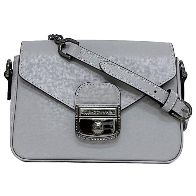 ロンシャン ショルダーバッグ ec-23955 グレー 美品 レザー 中古 LONGCHAMP チェーン フラップ クロスボディ 定番 人気 女性 レディース 鞄 バッグ 灰色 小さい ミニ コンパクト 通勤 通学 仕事 ビジネス 学校 シンプル ロゴ エレガント ブランド 本物 鑑定済み