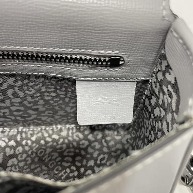 ロンシャン ショルダーバッグ ec-23955 グレー 美品 レザー 中古