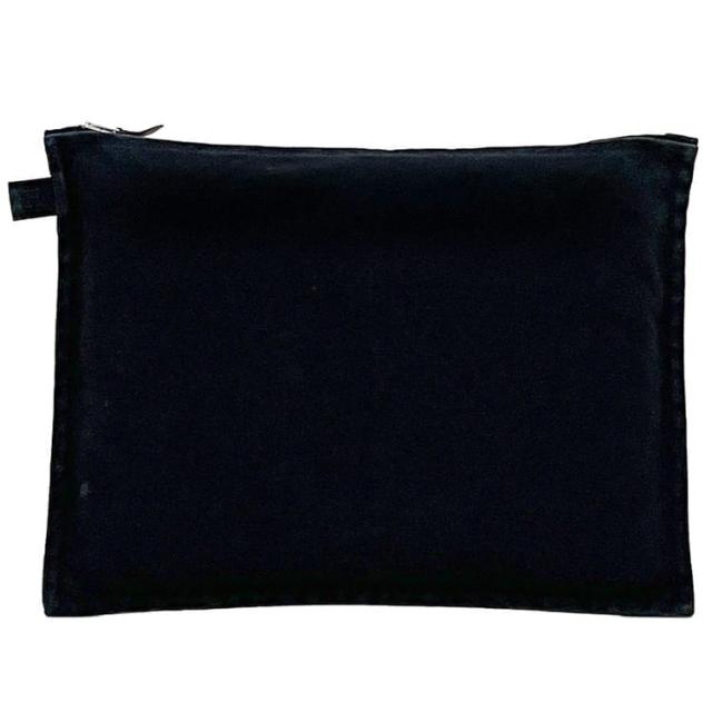 エルメス ポーチ ec-23966 ブラック ボラボラ クラッチバッグ コットン キャンバス 中古 HERMES ファスナー マチなし シンプル 定番 人気 黒色 黒 クラッチ バッグ 薄い 薄型 メンズ レディース 小さい コンパクト ミニ お洒落 高級感 ブランド 本物 鑑定済み