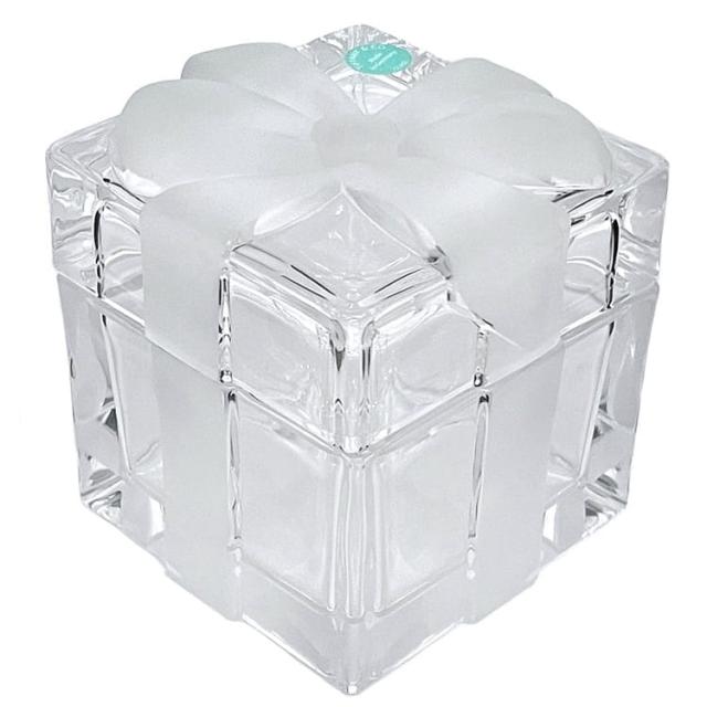 ティファニー ボックス ec-24027 クリア ボウ 未使用 美品 リボン クリスタルガラス Sランク TIFFANY&Co. 小物入れ ジュエリーケース ギフトボックス 定番 人気 箱付き 箱 女性 レディース 小物 雑貨 小さい コンパクト プレゼント 上品 ブランド 本物 鑑定済み