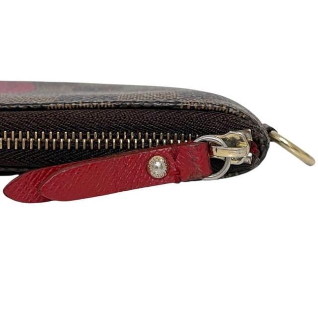 ルイ ヴィトン 長財布 ポルトフォイユ コンプリス ec-24145 ブラウン レッド ダミエ エベヌ T&B N61740 財布 ダミエキャンバス 中古 VI0122 LOUIS VUITTON Ｌ字 茶色 ファスナー ヴィンテージ 赤 プリント メンズ レディース 定番 人気 ブランド 本物 鑑定済み ルイ ヴィトン 長財布 ポルトフォイユ コンプリス ec-24145 ブラウン