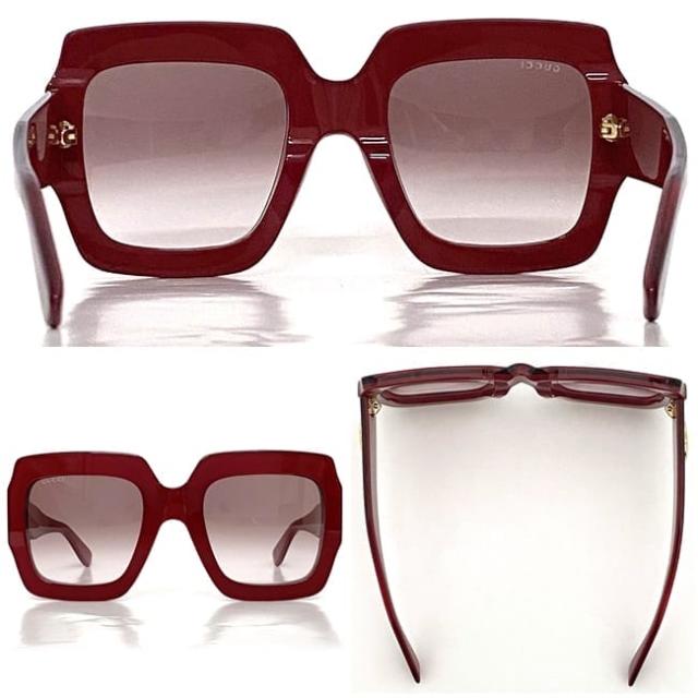 グッチ サングラス f-23642 レッド インターロッキング GG0178S 美品