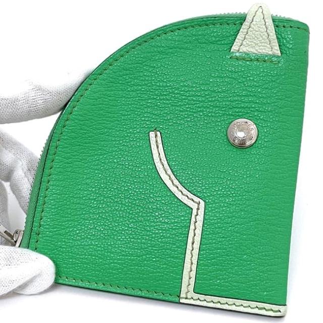 エルメス コインケース f-23747 グリーン ミント 美品 小銭入れ レザー