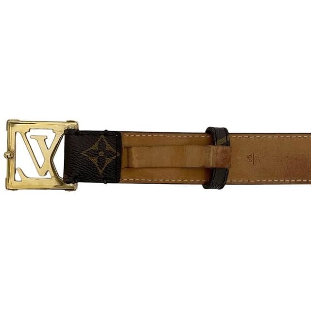 ルイ ヴィトン ベルト サンチュール LV f-23967 ブラウン ゴールド モノグラム M6879 美品 ウエスト 88.5cm モノグラムキャンバス 中古 CA2100 LOUIS VUITTON 40mm ロゴバックル レディース カットアウト 人気 定番 お洒落 シンプル ブランド 本物 鑑定済み