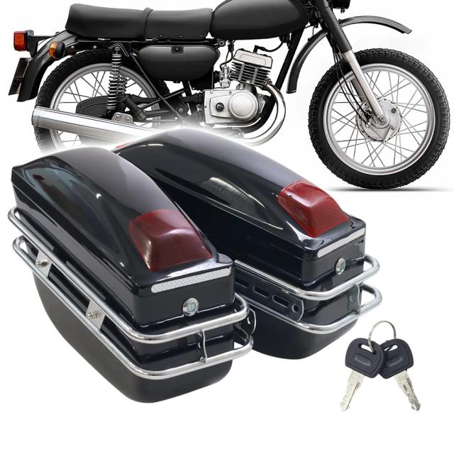 iimono117 バイク用 ハードケース 左右セット 高さ28×幅19×奥行48cm 汎用 反射板 鍵付き バイク ケース ハードタイプ サイドケー