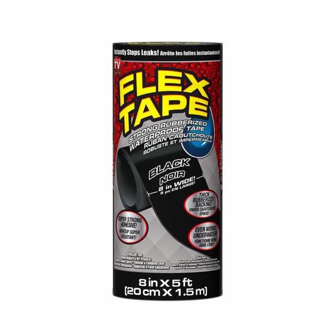 Flexテープゴム引き防水テープ、ブラック 8 inches x 5 feet ブラック FBA_TFSBLKR0805の通販は