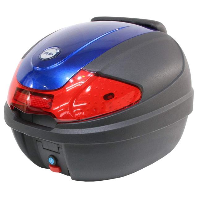 バイク用 30L 大容量 リアボックス/トップケース バックレスト付 ブルー パネル Hタイプ