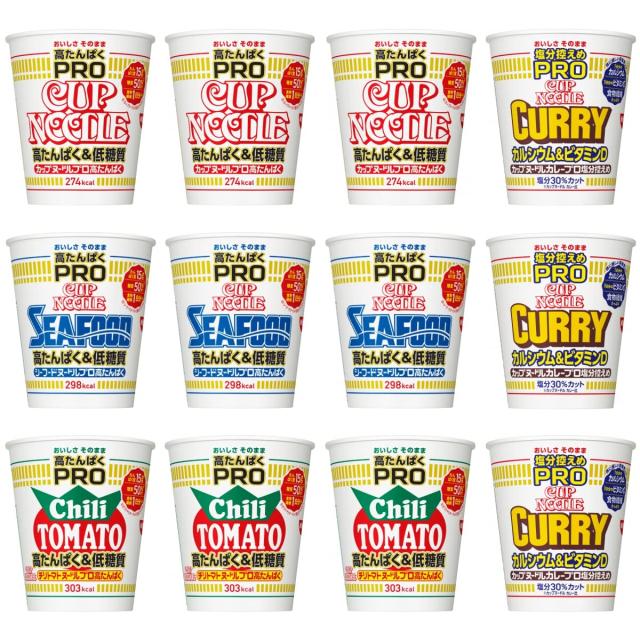 日清 カップヌードルPRO 4種12食 高たんぱく&低糖質 1日分のカルシウム&ビタミンDの通販は 5,473円