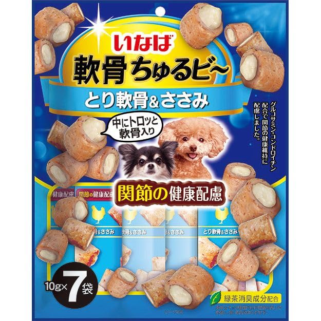 （まとめ買い）いなばペットフード 軟骨ちゅるビ〜 とり軟骨＆ささみ 10g×7袋 犬用おやつ 【×10】
